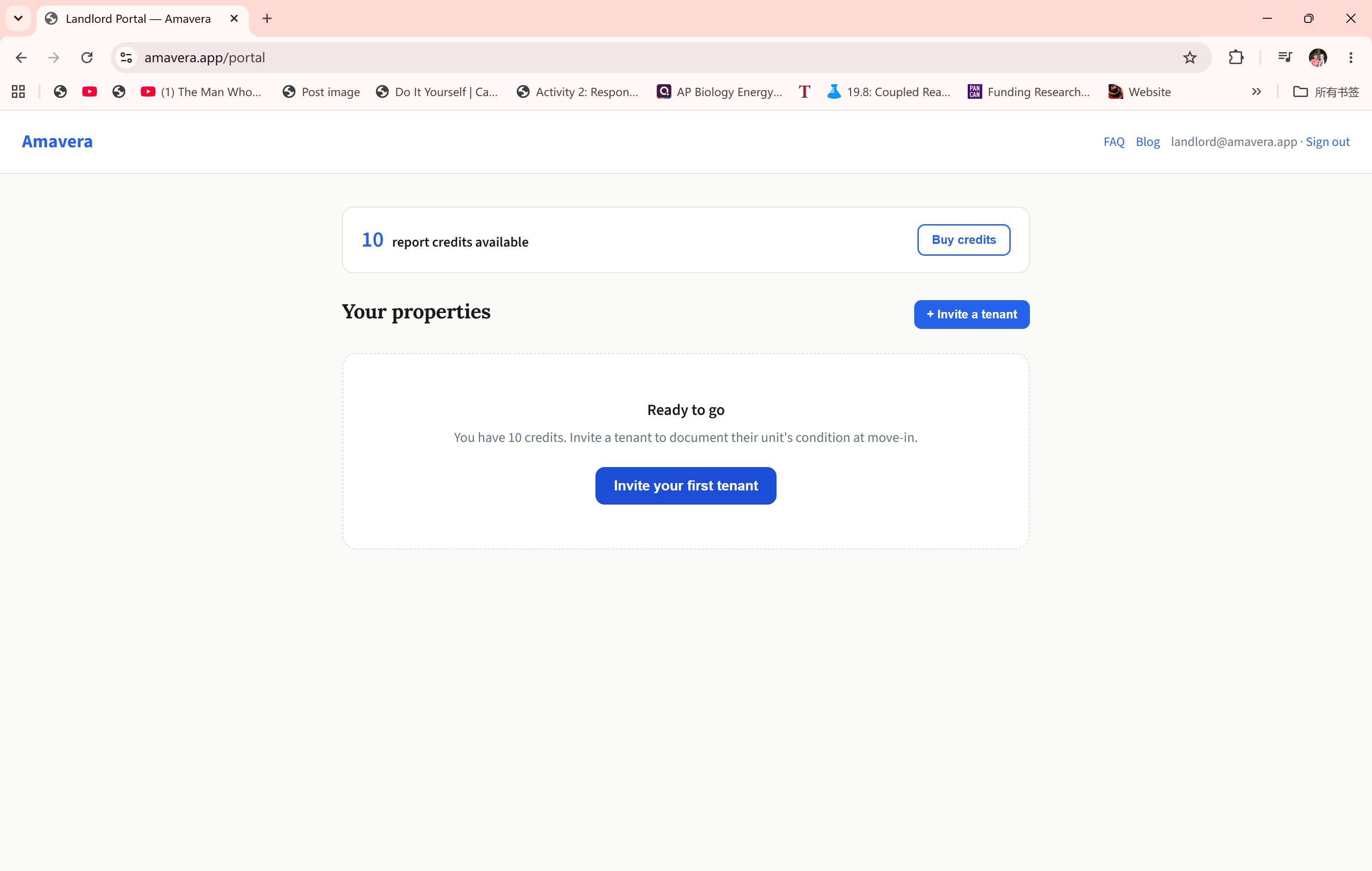 Invite tenant modal filled in