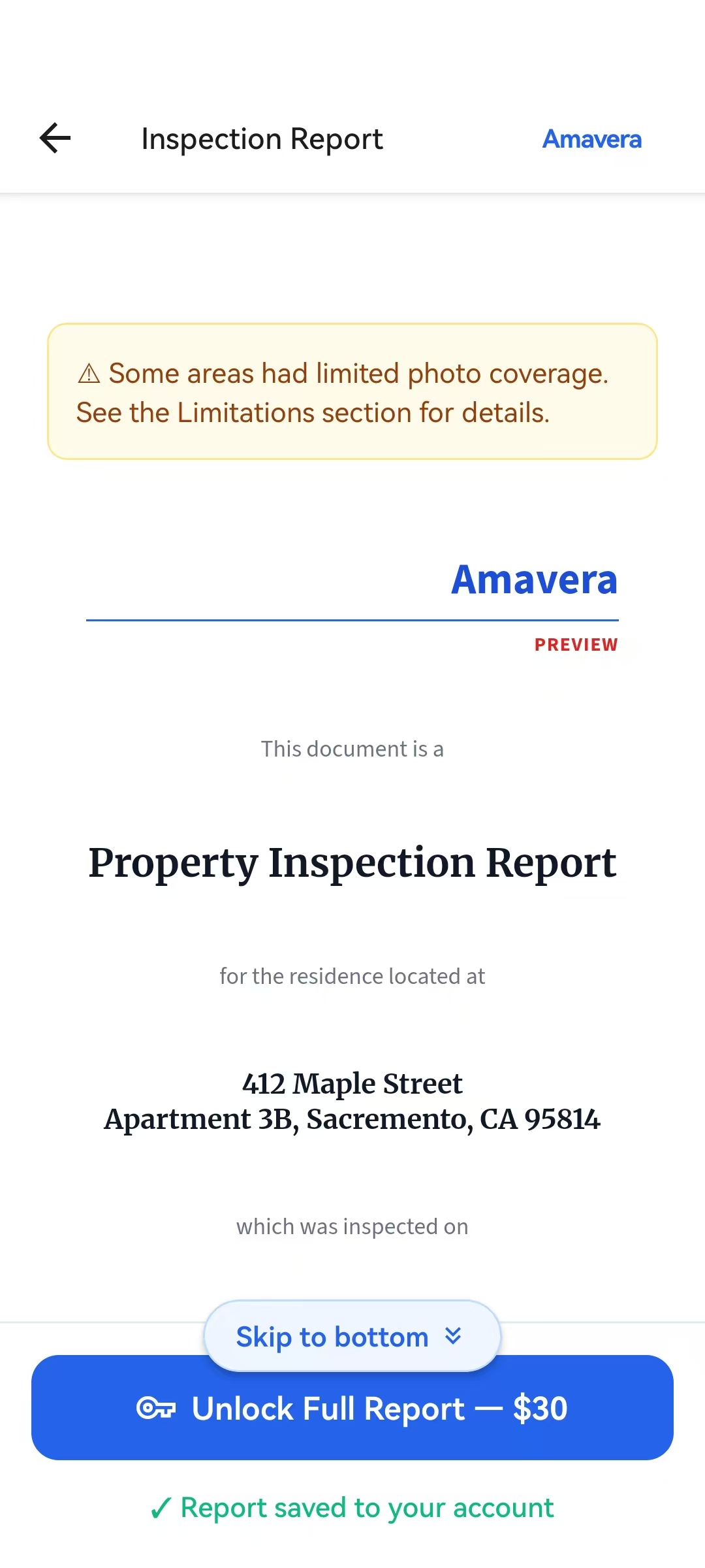 Report preview screen