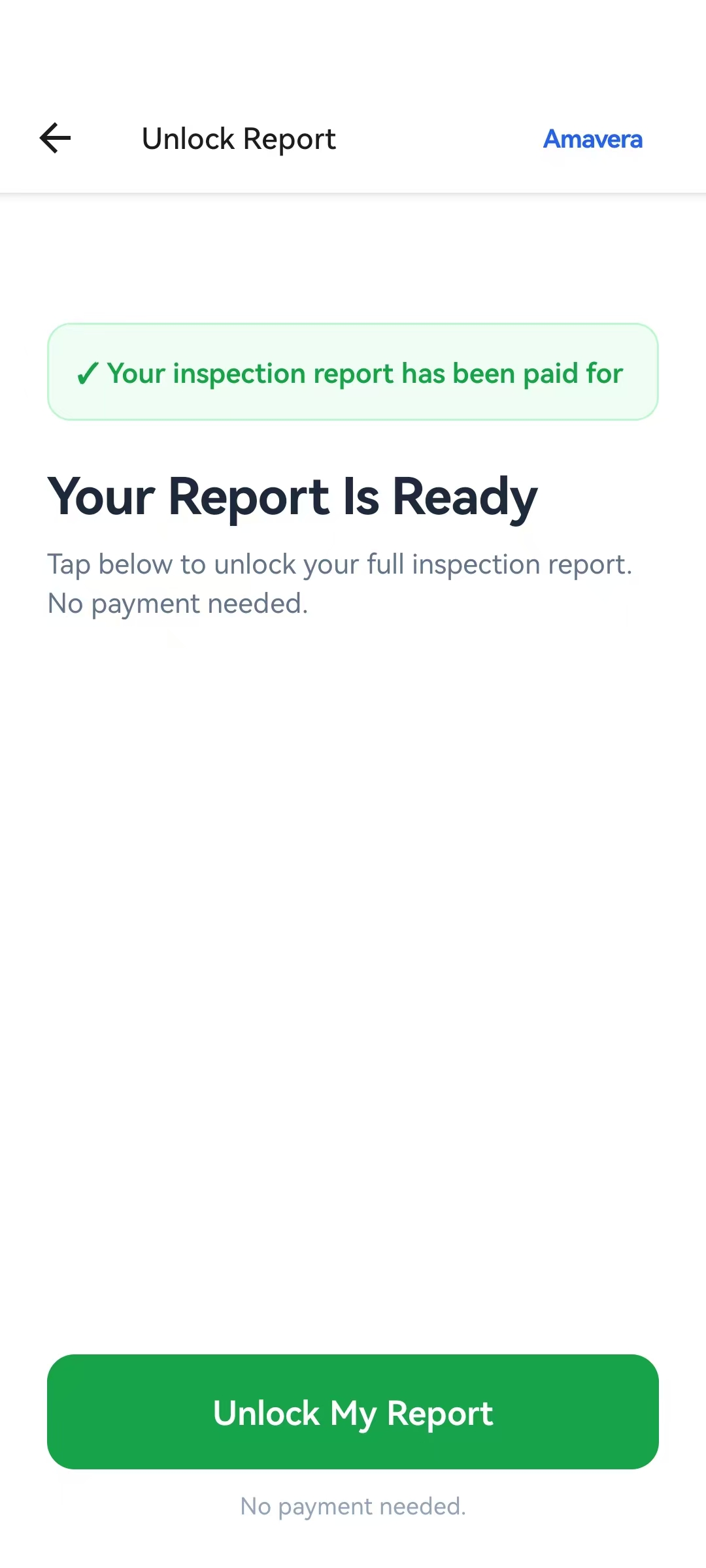 Payment gate showing report paid for