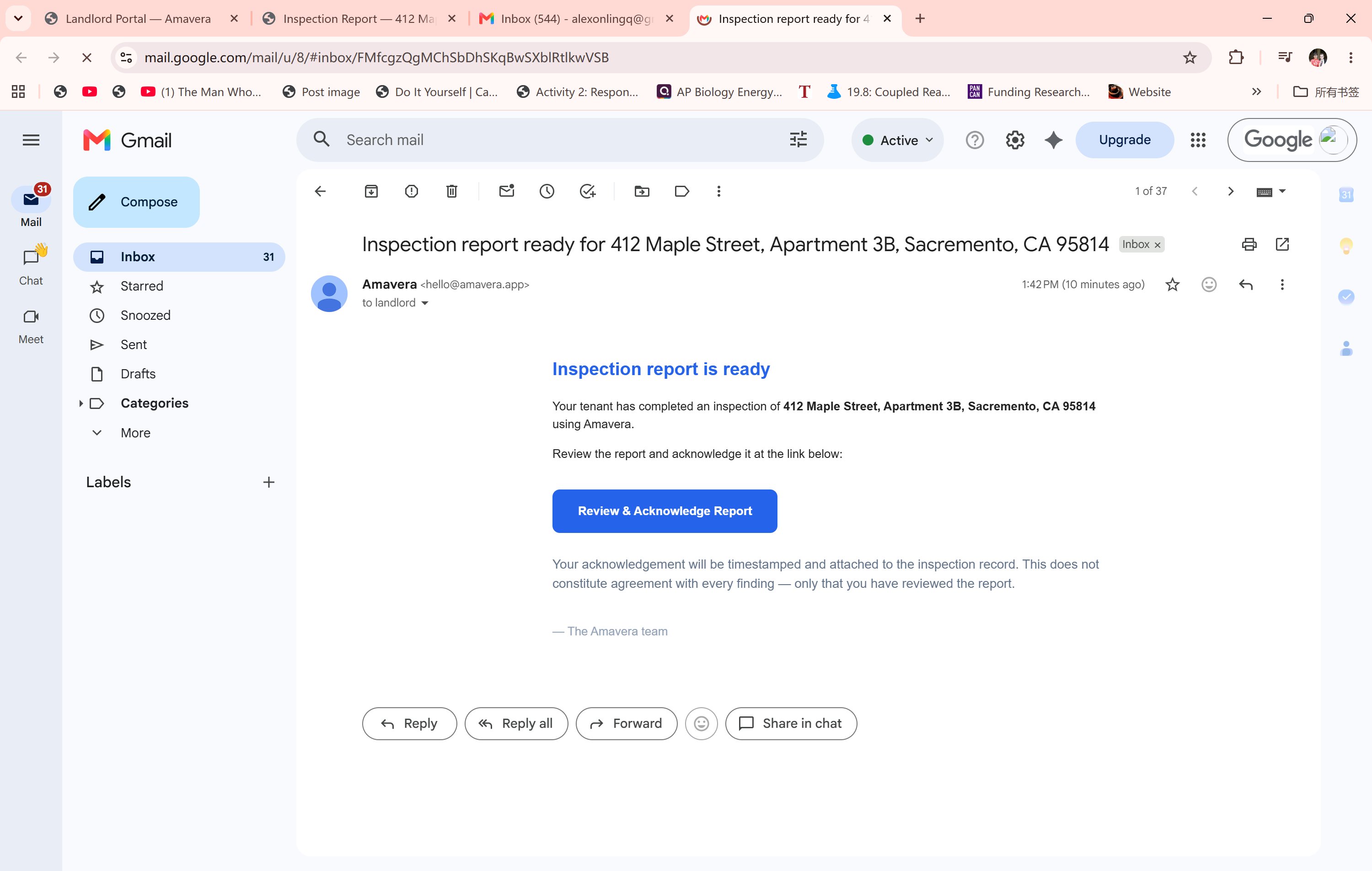 Landlord notification email